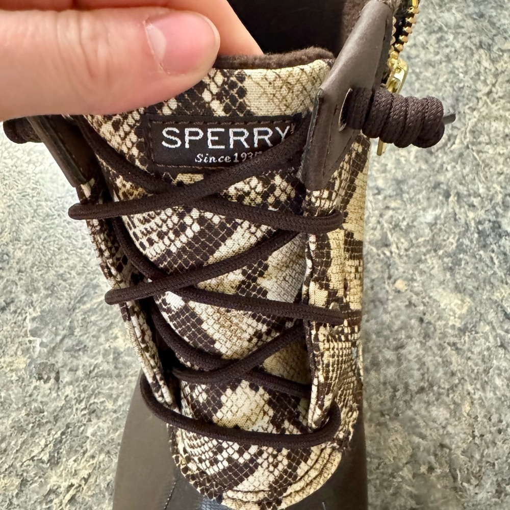 Sperry Brown Winter Rain Boots Waterproof Lace-Up - Picture 2 of 5